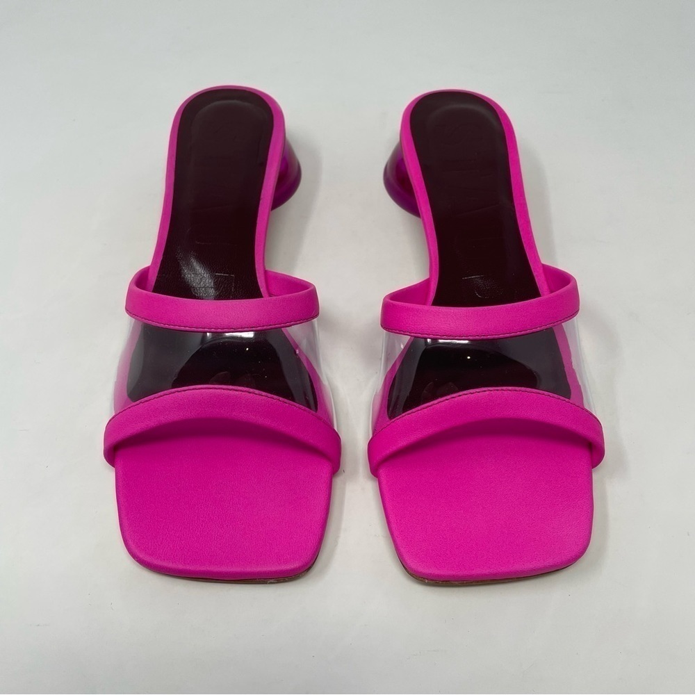 NIB Staud Simone Leather Clear Mules Shoes Bougainvillea - Picture 4 of 14